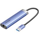 VEN-TGFSB - Vention USB 3.0 to USB 3.0 x 3/RJ45/USB-C Hub 0.15M Blue Aluminum Alloy Type