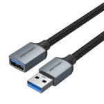 VEN-CBLHH - Vention Cotton Braided USB 3.0 Type A Male to Female Extension Cable 2M Gray Aluminum Alloy Type