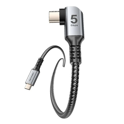 Vention USB 3.0 C Male to C Male Right Angle VR Cable 3M Gray Aluminum Alloy Type