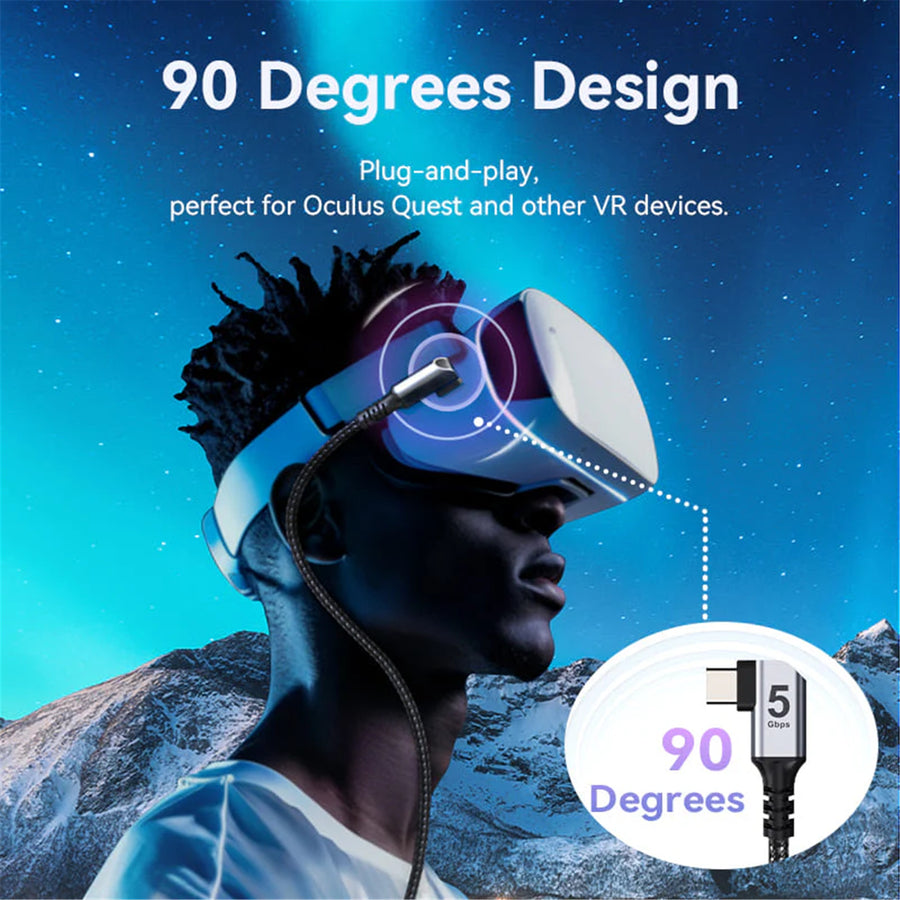 Vention USB 3.0 C Male to C Male Right Angle VR Cable 3M Gray Aluminum Alloy Type