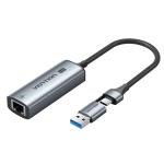 VEN-CFUHB - Vention USB-C + USB-A to 2.5 Gigabit Ethernet Adapter 0.15M Gray Aluminum Alloy Type
