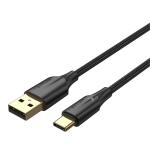 VEN-CTFBH - Vention Nylon Braided USB 2.0 A Male to C Male 3A Cable 2M Black LED Type