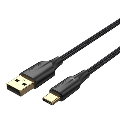 Vention Nylon Braided USB 2.0 A Male to C Male 3A Cable 2M Black LED Type