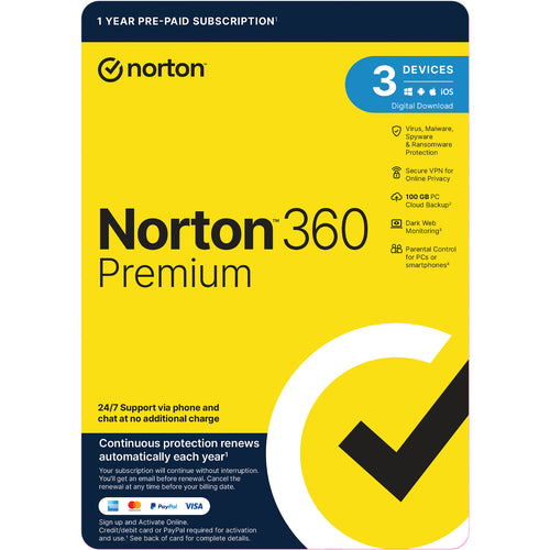 SYMANTEC N360 PREM 1U 3D 12MO IM ENR RSP CARD