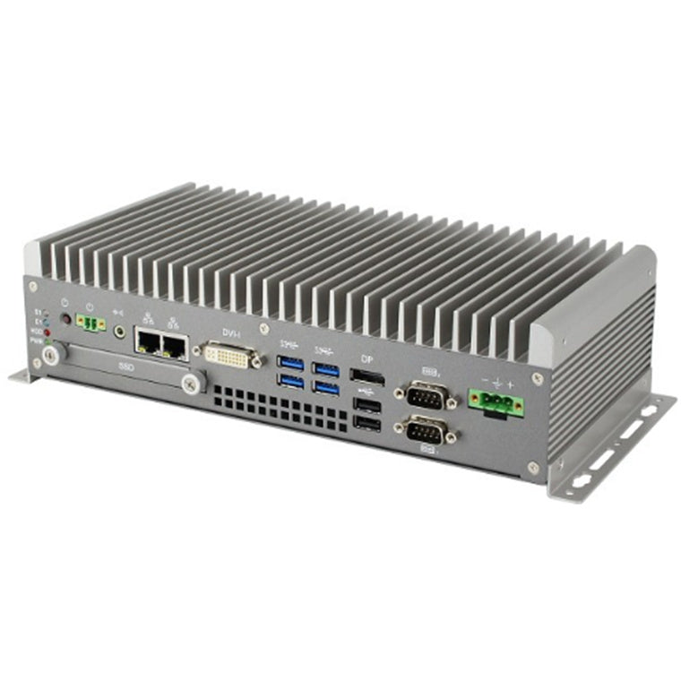 iBASE Fanless wide temp solution AMS300M i7-7700T, 16G/512GB X2, with WIFI, DVI x1, DP x1, USB x6, RJ45 x3. 180W/24V Power adaptor