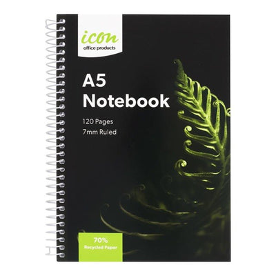 ISNBR002 - Okin Spiral Notebook A5 Soft cover 120 pg 100% Rec FSC Mix*