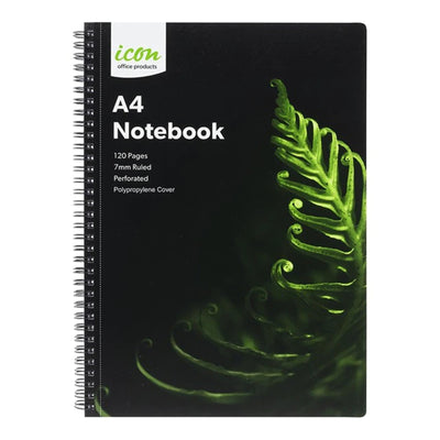 ISNBPP004 - Okin Spiral Notebook A4 PP Cover Black 120 pg