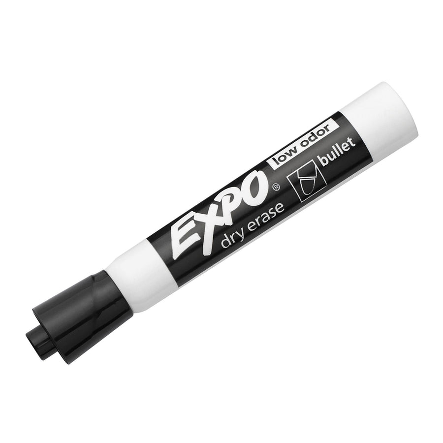 EXPO 82001 - Dry Erase Markers Bullet Marker 12-Pack. Black Colour. Bright Vivid Non-toxic Ink.