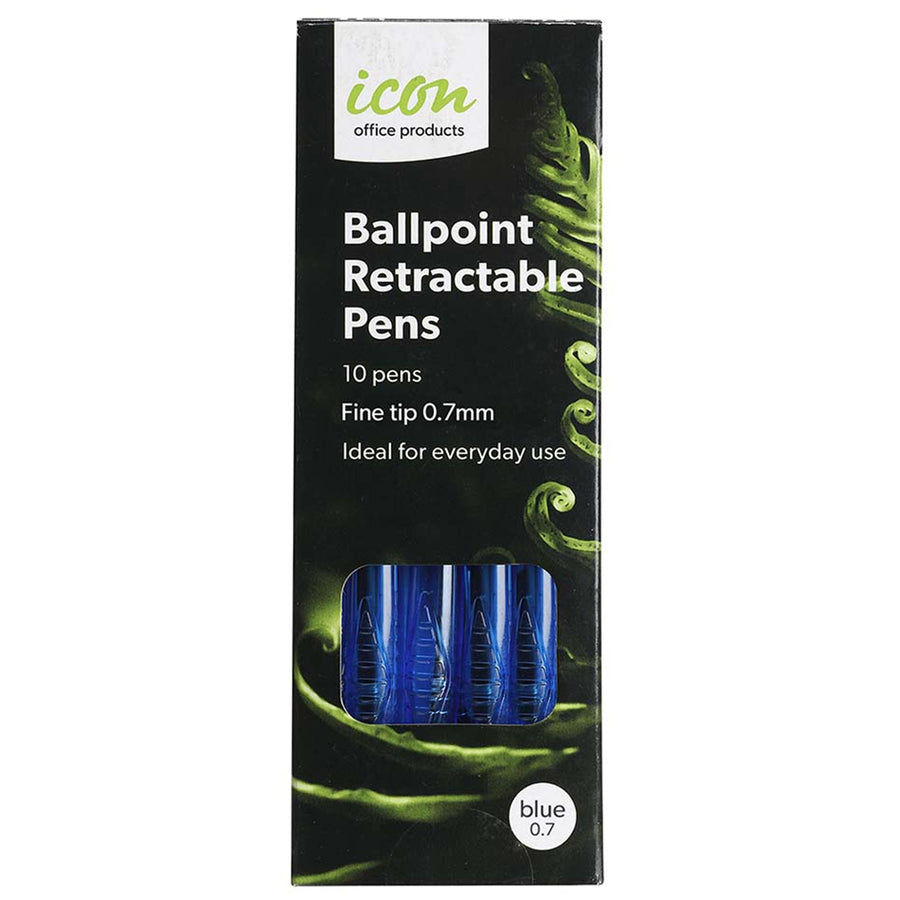 Okin IBPRFBLUE10 – Icon Kugelschreiber, einziehbar, fein, blau, 10er-Pack