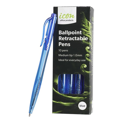Okin IBPRBLUE10 - Icon Ballpoint Retractable Pens Blue, Pack of 10
