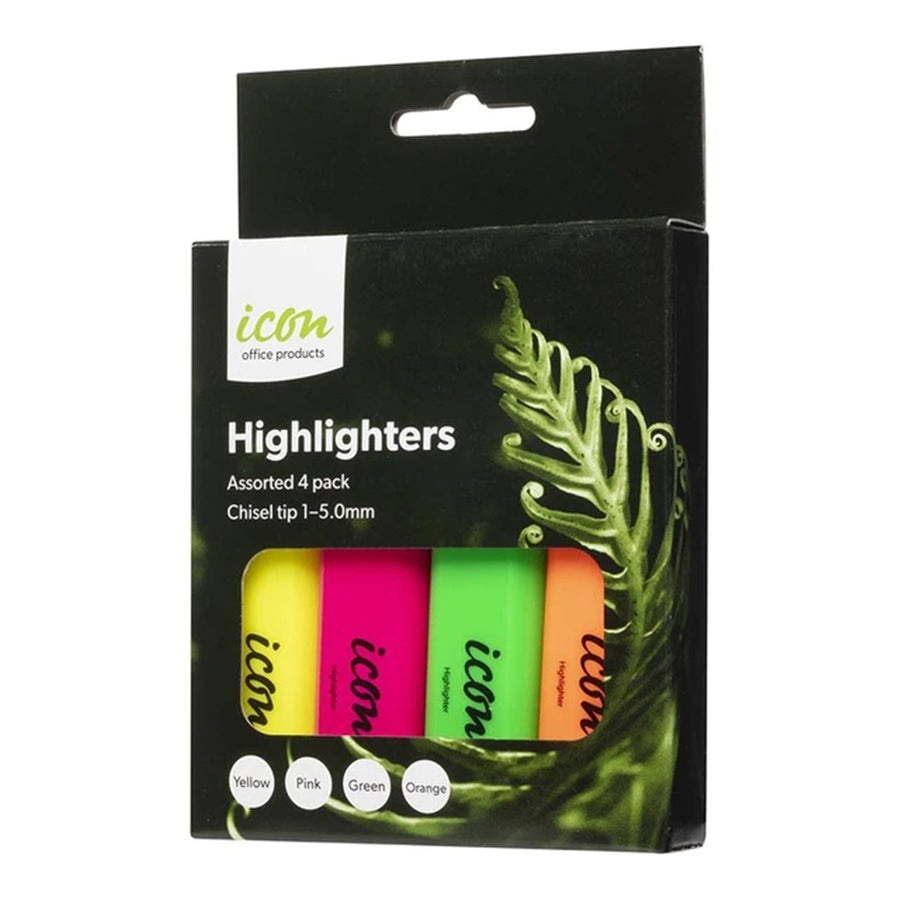 Okin IHLASST4 - Icon Highlighter Chisel Tip Asst, Pack of 4