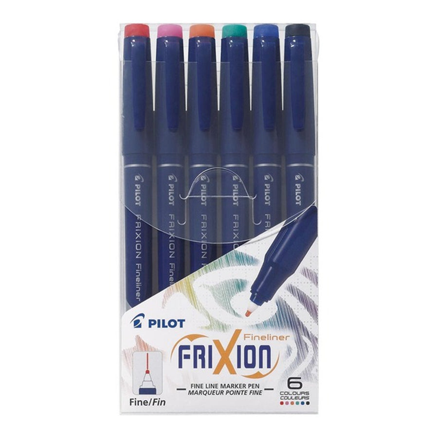 Pilot Frixion Fineliner Erasable - Assorted - 6 Pack