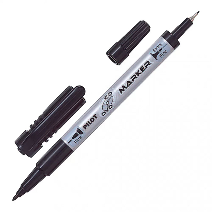 Pilot SCA-TMCD-B Marker CD/DVD Black Twin Point Marker is a permanent marker with both 0.7mm fine and 0.4mm extra fine tips.
