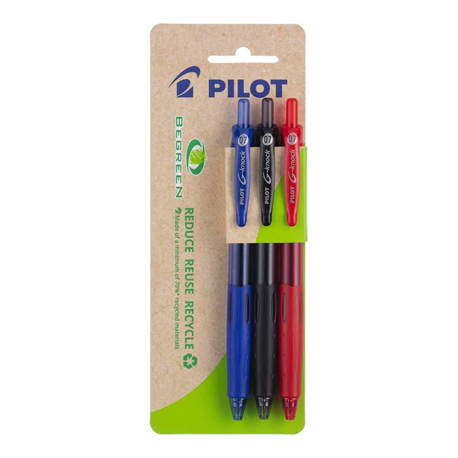 20085 - Pilot BeGreen G-Knock Gel Fine Assorted, Pack of 3 HS