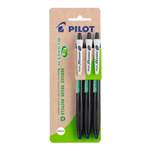 Pilot BeGreen Rexgrip Ballpoint Medium Black, Pack of 3 HS