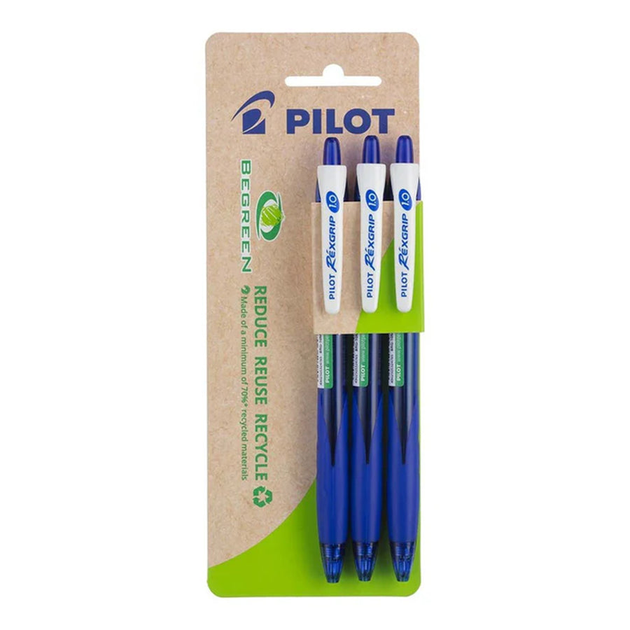 20160 - Pilot BeGreen Rexgrip Ballpoint Medium Blue, Pack of 3 HS