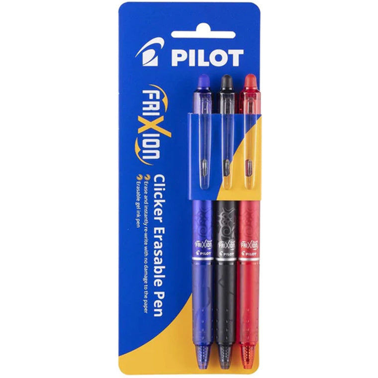 20262 - Pilot Frixion Clicker Erasable Fine Assorted, Pack of 3 HS