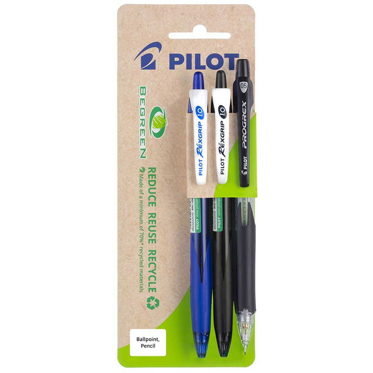 20509 - Pilot BeGreen Rexgrip Progrex Assorted, Pack of 3 HS
