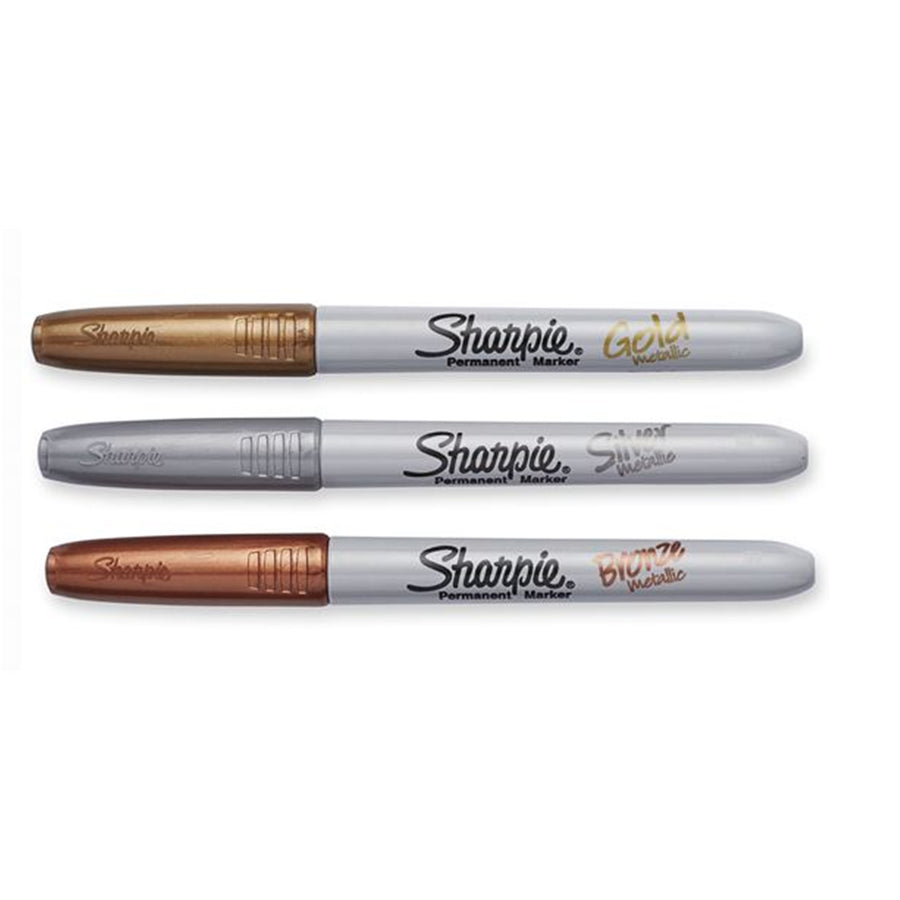 SHARPIE 1823815 - Metallic Fine Point Perman Marker Gold Silver Bronze 1823815 - Blister Pack of 3