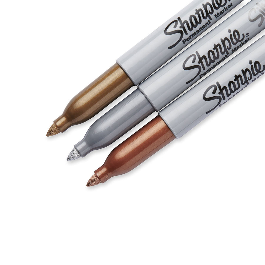 SHARPIE 1823815 - Metallic Fine Point Perman Marker Gold Silver Bronze 1823815 - Blister Pack of 3