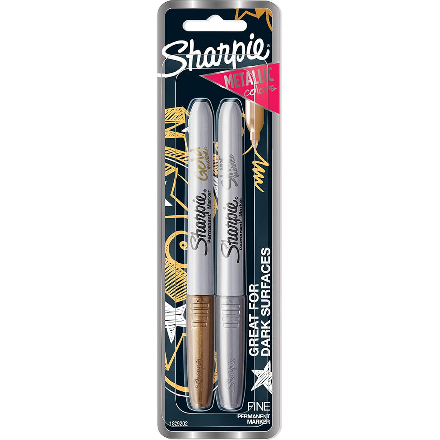 SHARPIE 1829202 - Metallic Fine Point Permanent Marker Gold & Silver Pack of 2