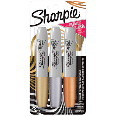 SHARPIE Metallic Chisel Permanent Marker Gold Silver Bronze 2089609 - Blister Pack of 3