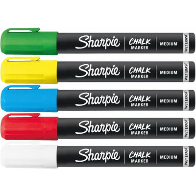 SHARPIE 2103011 - Assorted Chalk Wet Erase Marker Pack of 5