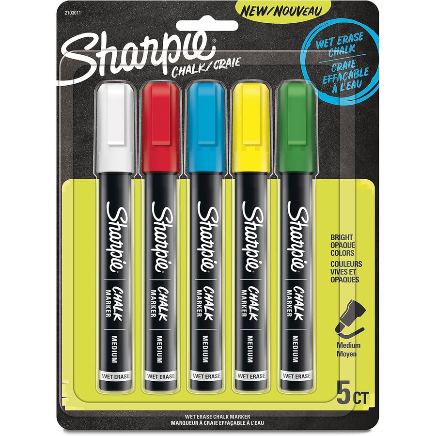 SHARPIE 2103011 - Assorted Chalk Wet Erase Marker Pack of 5
