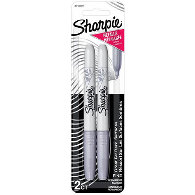 SHARPIE 39108PP - Metallic Permanentmarker mit feiner Spitze, Silber, 39108PP Blisterpackung mit 2 Stück