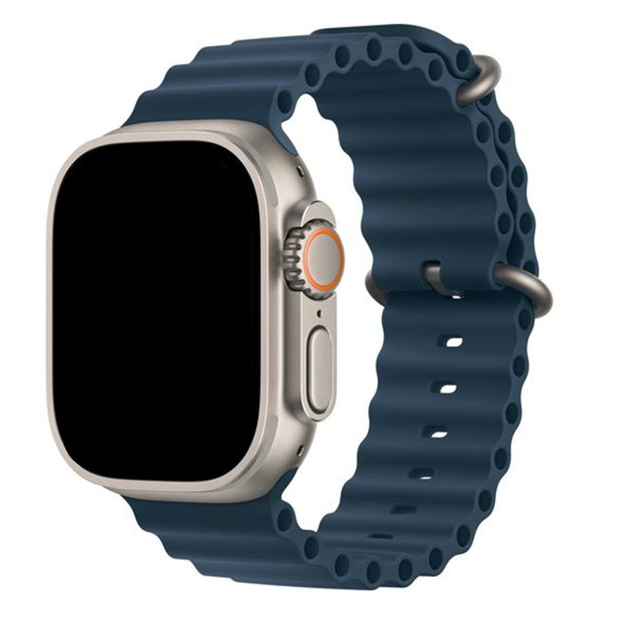 42mm/41mm/40mm/38mm - 4 Pack Silicone Ripple Strap for Apple Watch (Black/Midnight Blue/White/Mint Blue) Compatible with Apple Watch Series 11/10/9/8/7/6/SE/5/4/3/2/1/SE