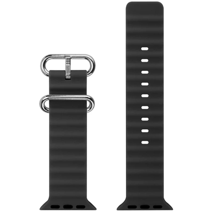 42mm/41mm/40mm/38mm - 4 Pack Silicone Ripple Strap for Apple Watch (Black/Midnight Blue/White/Mint Blue) Compatible with Apple Watch Series 11/10/9/8/7/6/SE/5/4/3/2/1/SE