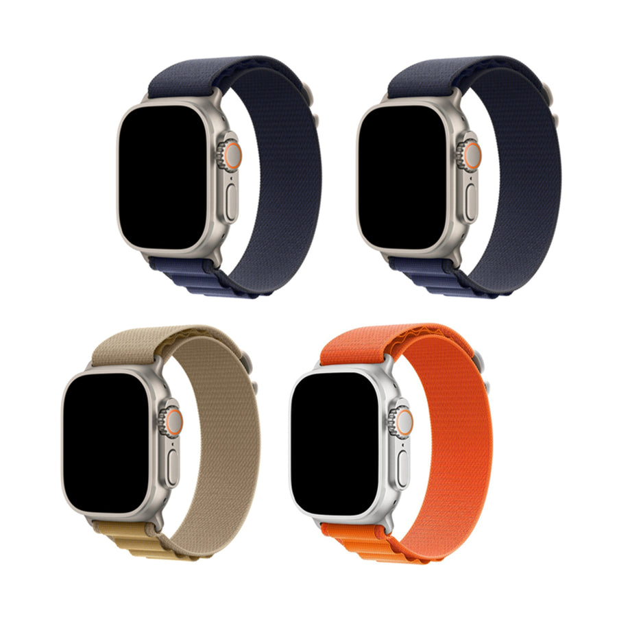 42mm/41mm/40mm/38mm - 4 Pack Nylon Strap for Apple Watch (2x Navy Blue/1x Orange/1x Brown) Compatible with Apple Watch Series 11/10/9/8/7/6/SE/5/4/3/2/1/SE