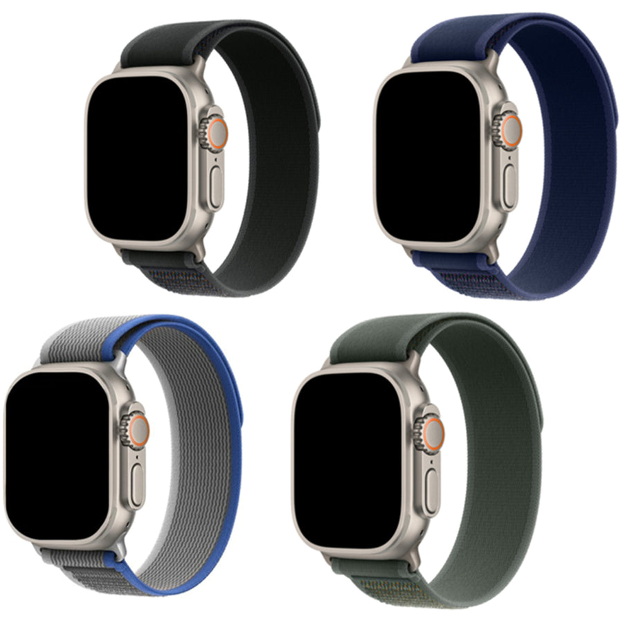 42mm/41mm/40mm/38mm - 4 Pack Nylon Sport Strap for Apple Watch (Black/Midnight Blue/Dark Green/Blue Grey) Compatible with Apple Watch Series 11/10/9/8/7/6/SE/5/4/3/2/1/SE
