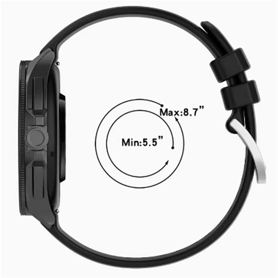 22mm Silicone Watch Strap - Black - Compatible with Huawei GT6 Series(46mm)/GT5 Series(46mm)/Xiaomi Watch 2/2 Pro/Redmi Watch 5 Active/Oneplus Watch 2R