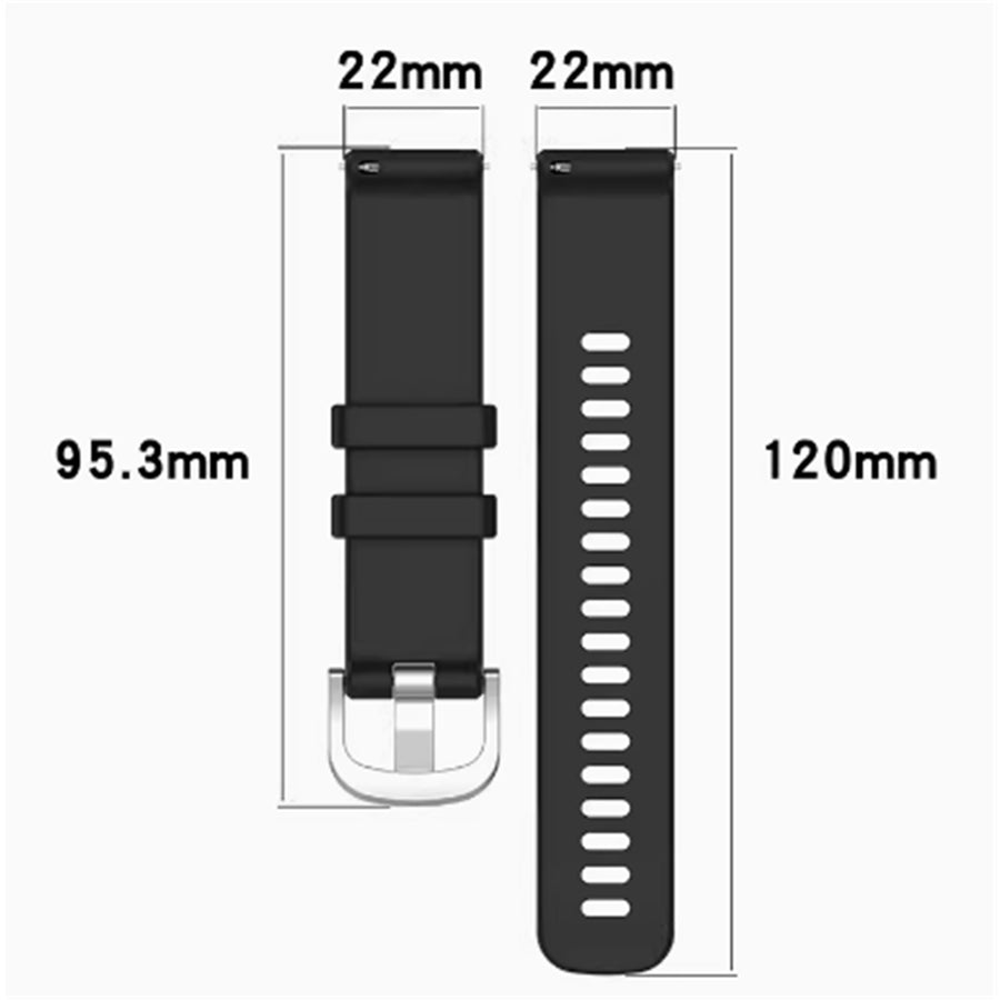 22mm Silicone Watch Strap - Black - Compatible with Huawei GT6 Series(46mm)/GT5 Series(46mm)/Xiaomi Watch 2/2 Pro/Redmi Watch 5 Active/Oneplus Watch 2R