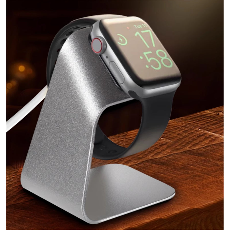 Aluminium Apple Watch Charging Stand - Silver , Charging Cable Sold Seperatly, Non-Slip design, Comfortable Viewing Angle, Compatible With All Series - Watch Ultra3/2/1, Series 11/10/9/8/7/6/5/4/3/2/1/SE
