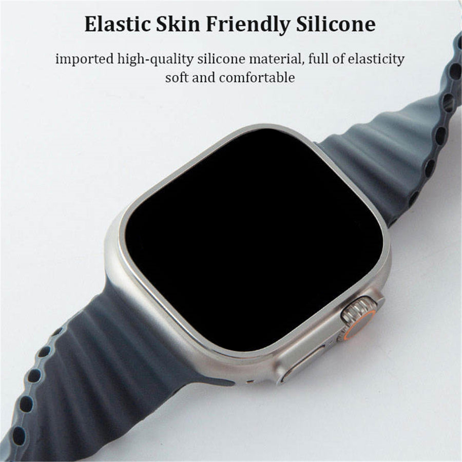 49mm/46mm/45mm/44mm - Black Silicone Ripple Strap for Apple Watch , Compatible with Apple Watch Ultra 1/2/3, Series 11/10/9/8/7/6/SE/5/4/3/2/1