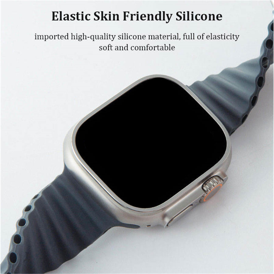 49mm/46mm/45mm/44mm - Midnight Blue Silicone Ripple Strap for Apple Watch , Compatible with Apple Watch Ultra 1/2/3, Series 11/10/9/8/7/6/SE/5/4/3/2/1