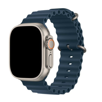 49mm/46mm/45mm/44mm - Midnight Blue Silicone Ripple Strap for Apple Watch , Compatible with Apple Watch Ultra 1/2/3, Series 11/10/9/8/7/6/SE/5/4/3/2/1