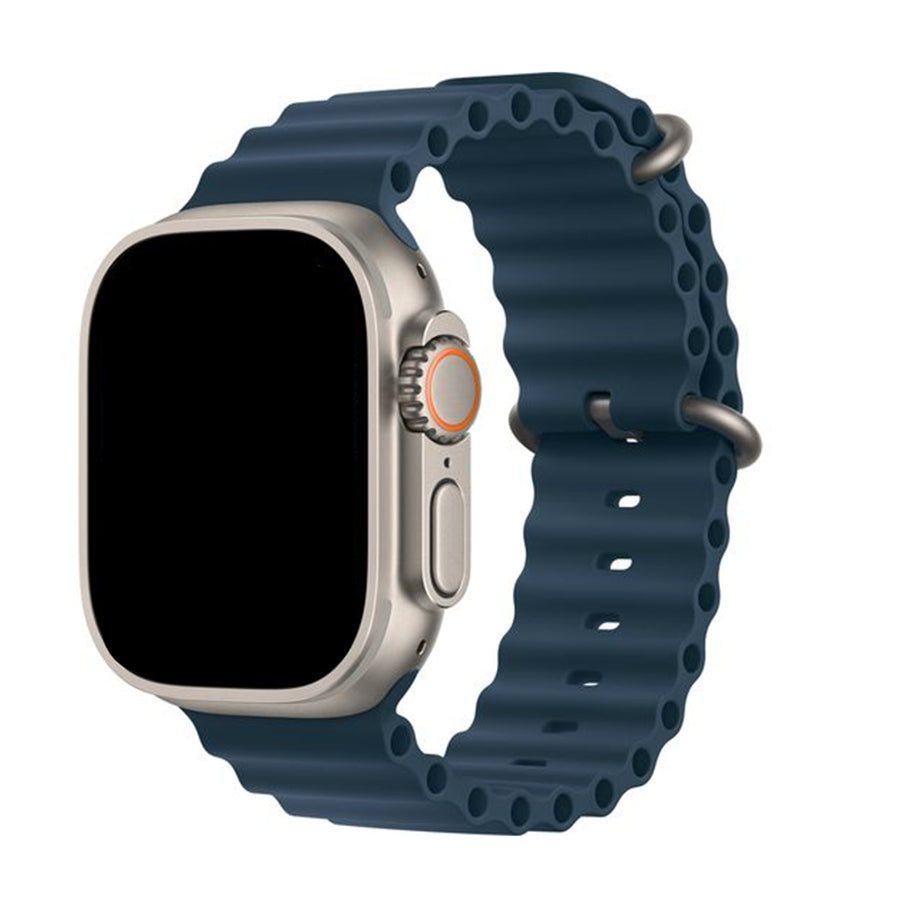 49mm/46mm/45mm/44mm - Midnight Blue Silicone Ripple Strap for Apple Watch , Compatible with Apple Watch Ultra 1/2/3, Series 11/10/9/8/7/6/SE/5/4/3/2/1