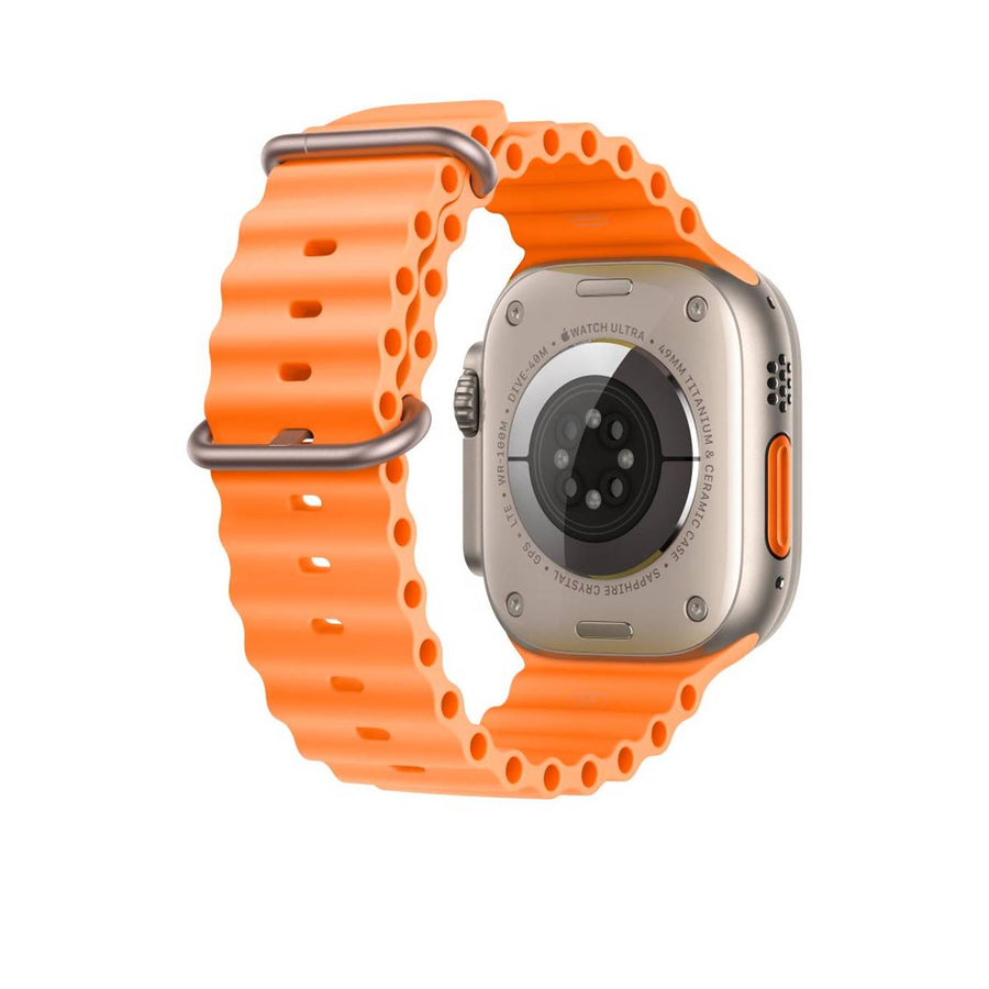 49mm/46mm/45mm/44mm - Orange Silicone Ripple Strap for Apple Watch , Compatible with Apple Watch Ultra 1/2/3, Series 11/10/9/8/7/6/SE/5/4/3/2/1