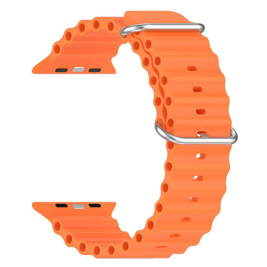 49mm/46mm/45mm/44mm - Orange Silicone Ripple Strap for Apple Watch , Compatible with Apple Watch Ultra 1/2/3, Series 11/10/9/8/7/6/SE/5/4/3/2/1