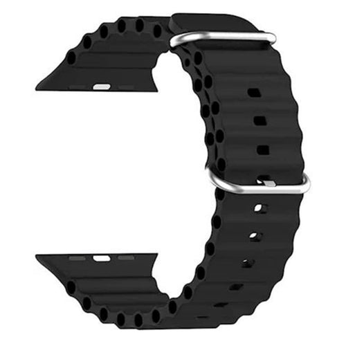 42mm/41mm/40mm/38mm - Black Silicone Ripple Strap for Apple Watch Compatible with Apple Watch Series 11/10/9/8/7/6/SE/5/4/3/2/1/SE