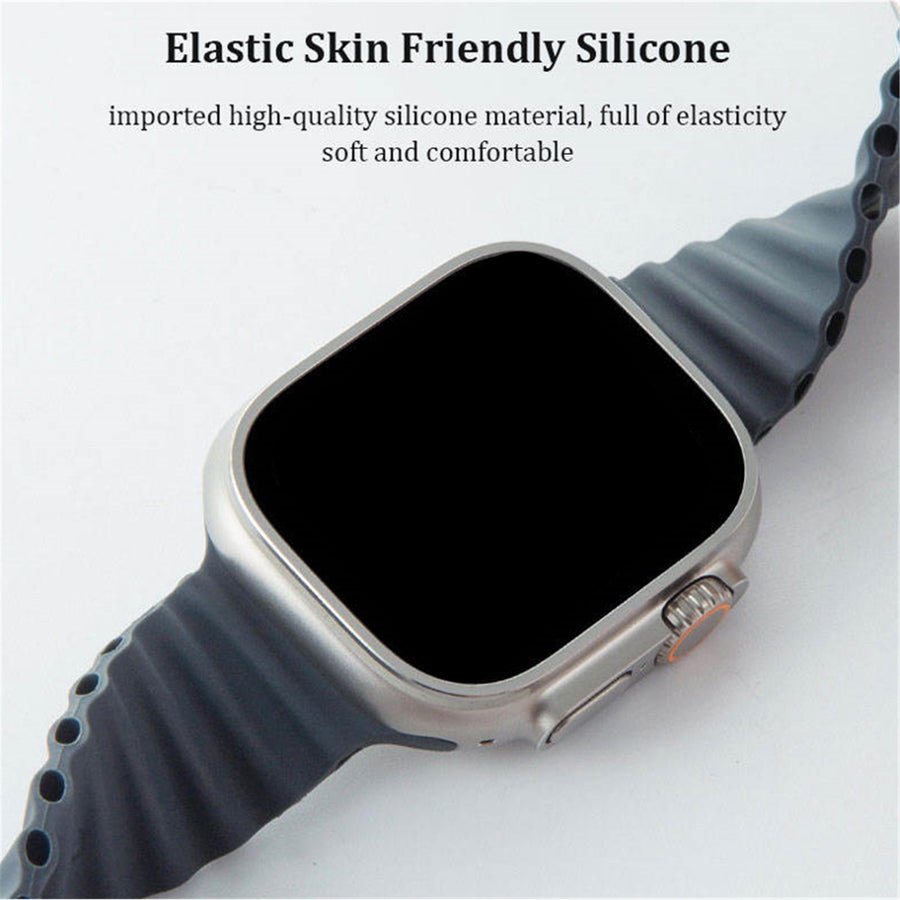 42mm/41mm/40mm/38mm - Black Silicone Ripple Strap for Apple Watch Compatible with Apple Watch Series 11/10/9/8/7/6/SE/5/4/3/2/1/SE