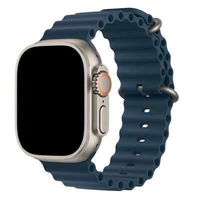 42mm/41mm/40mm/38mm - Midnight Blue Silicone Ripple Strap for Apple Watch Compatible with Apple Watch Series 11/10/9/8/7/6/SE/5/4/3/2/1/SE