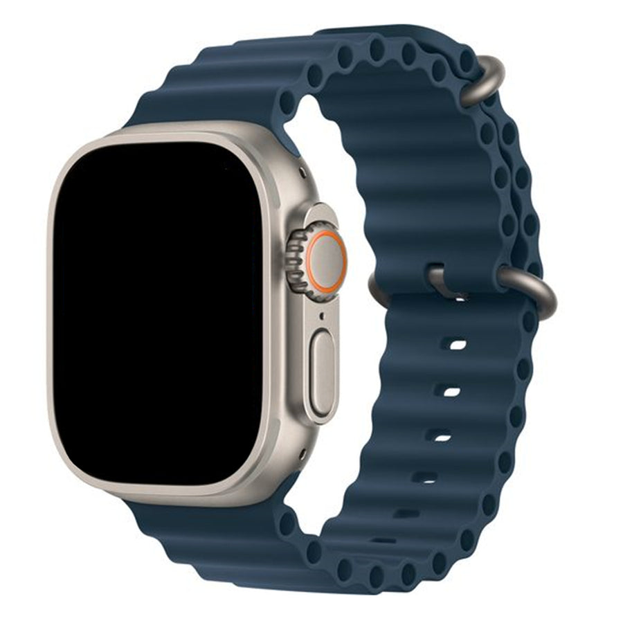 42mm/41mm/40mm/38mm - Midnight Blue Silicone Ripple Strap for Apple Watch Compatible with Apple Watch Series 11/10/9/8/7/6/SE/5/4/3/2/1/SE