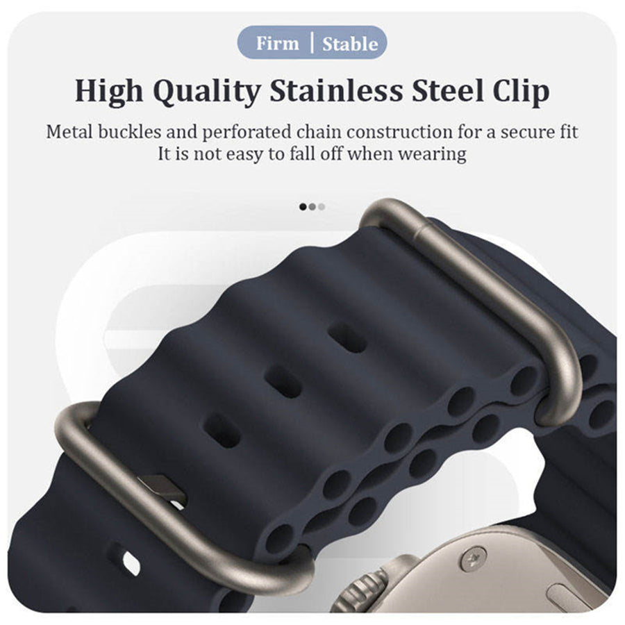 42mm/41mm/40mm/38mm - Mint Blue Silicone Ripple Strap for Apple Watch , Compatible with Apple Watch Series 11/10/9/8/7/6/SE/5/4/3/2/1/SE