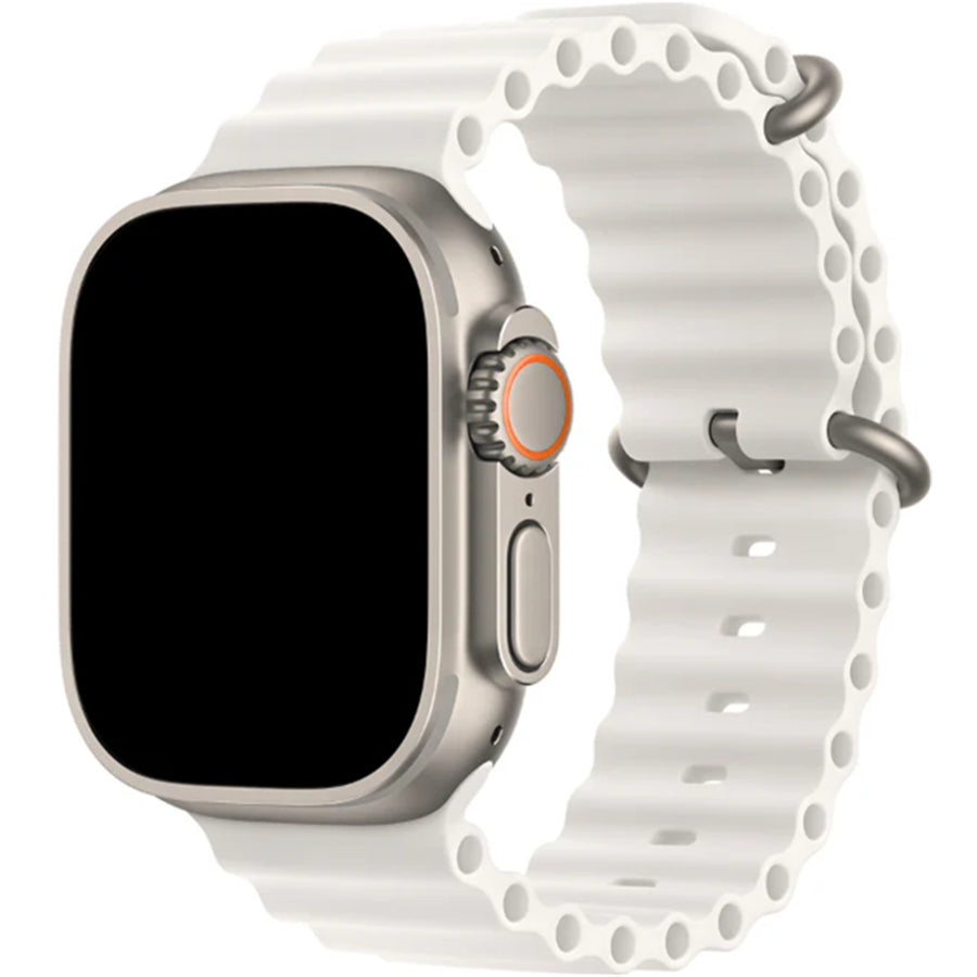 49mm/46mm/45mm/44mm - White Silicone Ripple Strap for Apple Watch , Compatible with Apple Watch Ultra 1/2/3, Series 11/10/9/8/7/6/SE/5/4/3/2/1