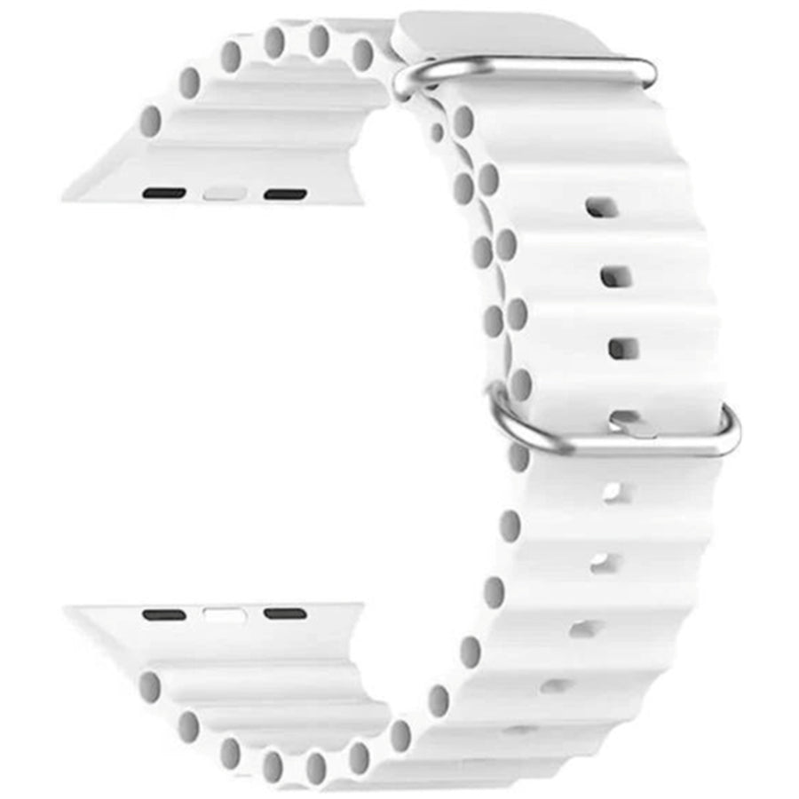 49mm/46mm/45mm/44mm - White Silicone Ripple Strap for Apple Watch , Compatible with Apple Watch Ultra 1/2/3, Series 11/10/9/8/7/6/SE/5/4/3/2/1