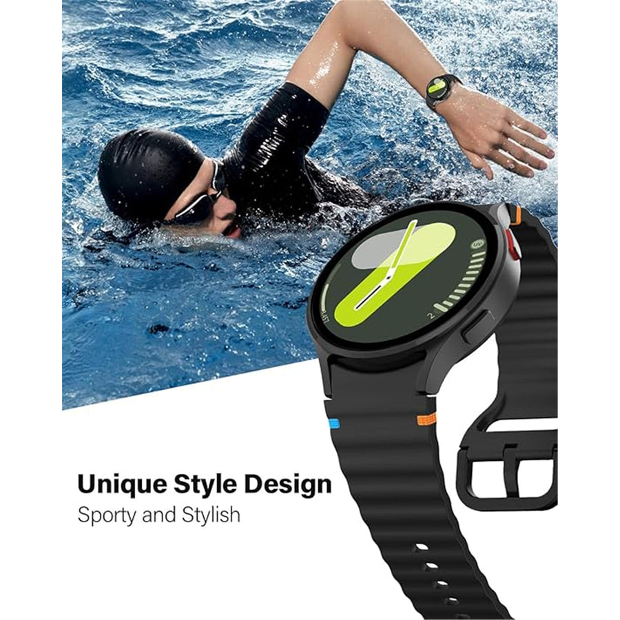 Silicone Galaxy Watch7 Strap 20mm (M/L) - Black Compatible with Galaxy Watch6 / 5 / 4 Series